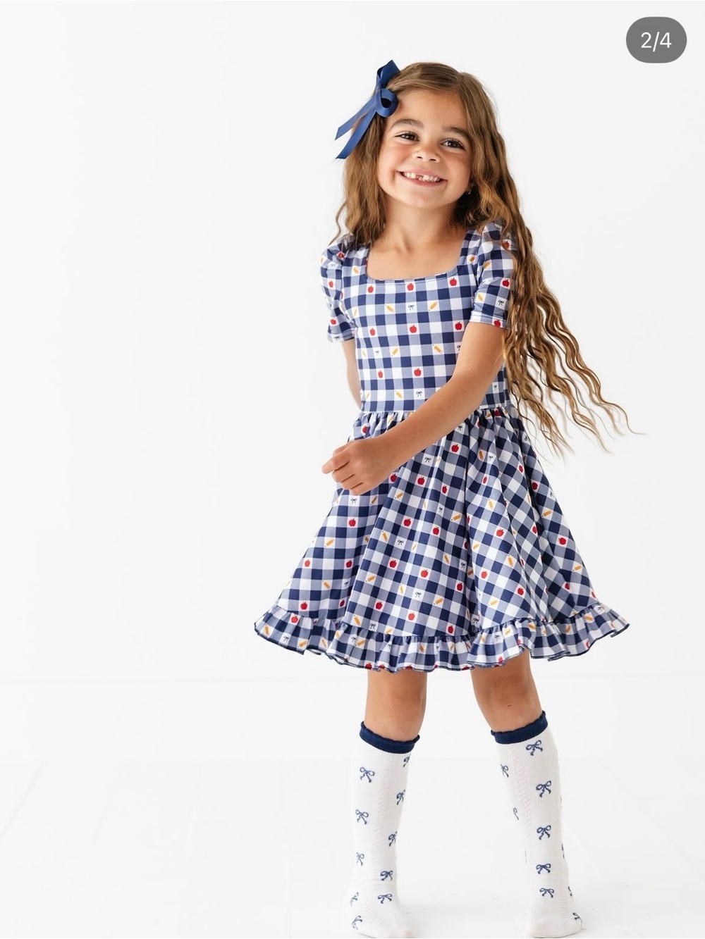 Girlhood by Little  Stocking Co gingham schoolgirl dress